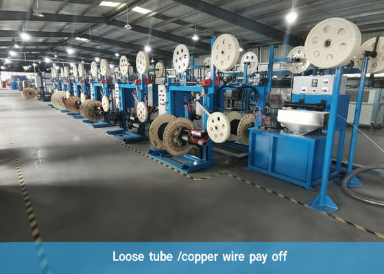 एसजेड स्ट्रैंडिंग के लिए 1200/12 1800rpm फाइबर ऑप्टिक केबल उत्पादन लाइन